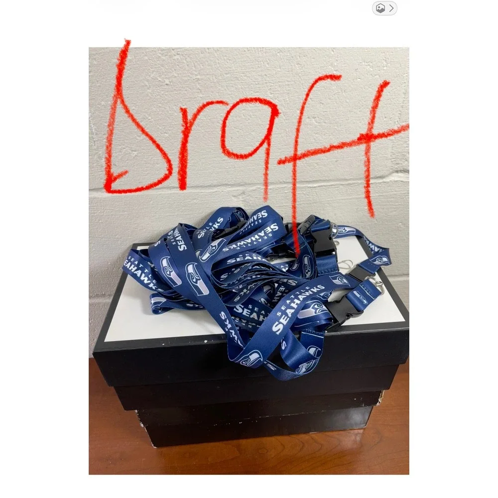 Seattle Seahawks NFL Lanyard Navy Blue Team Logo ID Badge Key Holder 24 Inch